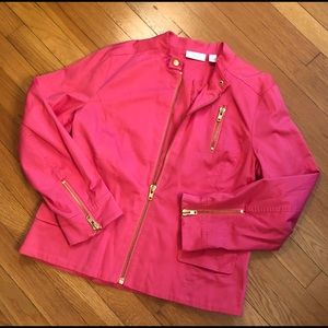 Chico’s Hot Pink Moto Jacket Sz 12
